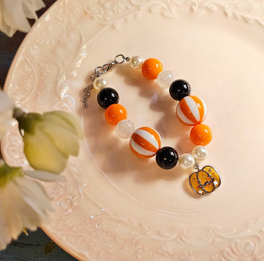 Halloween Pumpkin Charm | Handmade Korean Pearl Dog & Cat Collar