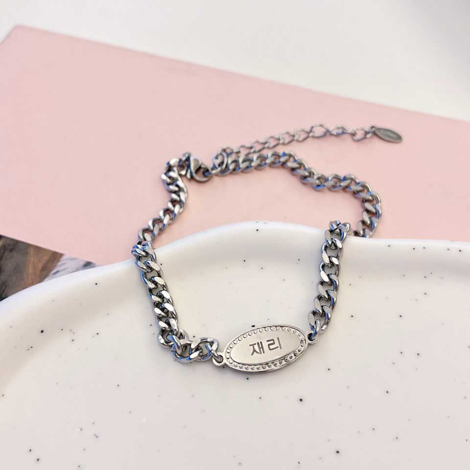 Handmade Korean Chain Dog & Cat Collar | Surgical Steel ID Tag | Custom Name Tag