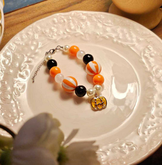 Halloween Pumpkin Charm | Handmade Korean Pearl Dog & Cat Collar