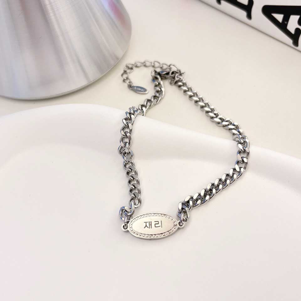 Handmade Korean Chain Dog & Cat Collar | Surgical Steel ID Tag | Custom Name Tag