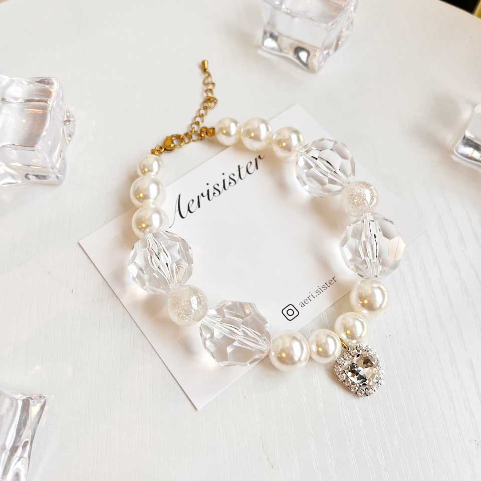 Handmade Korean Pearl Dog & Cat Collar | Crystal Charm