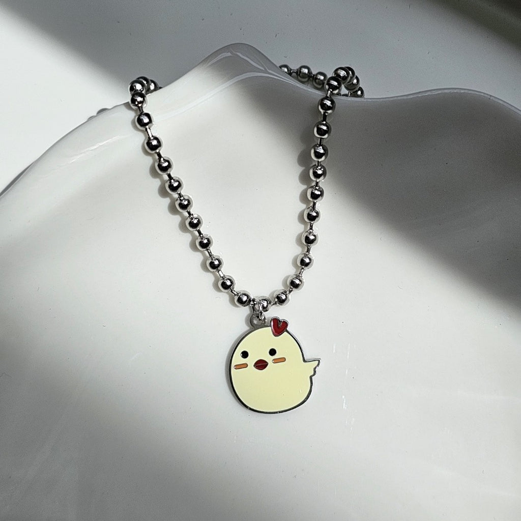 Handmade Korean Dog & Cat ID Tag Necklace & Keyring | Baby Chick Charm | Custom Engraved
