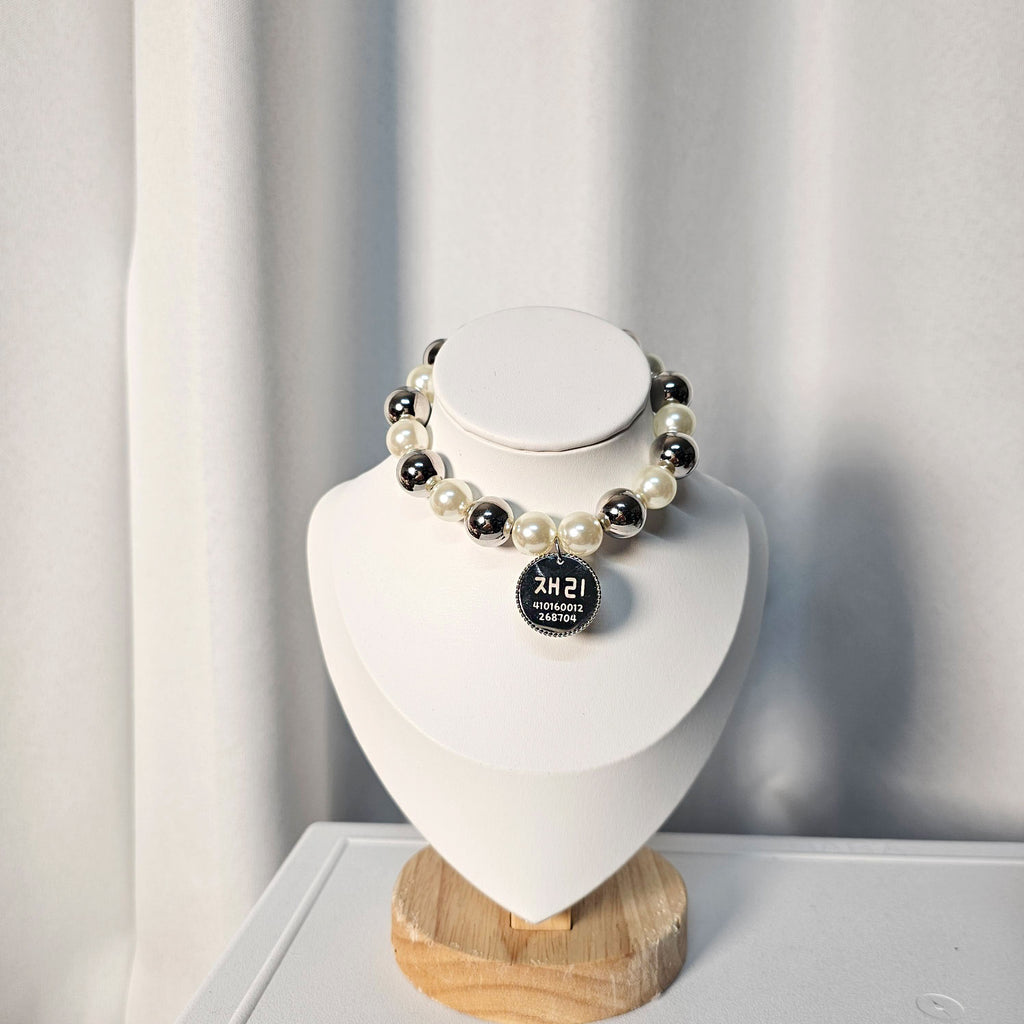 Handmade Christmas Pearl Dog Collar | Holiday Crystal Charm Necklace | Korean Pet Jewelry